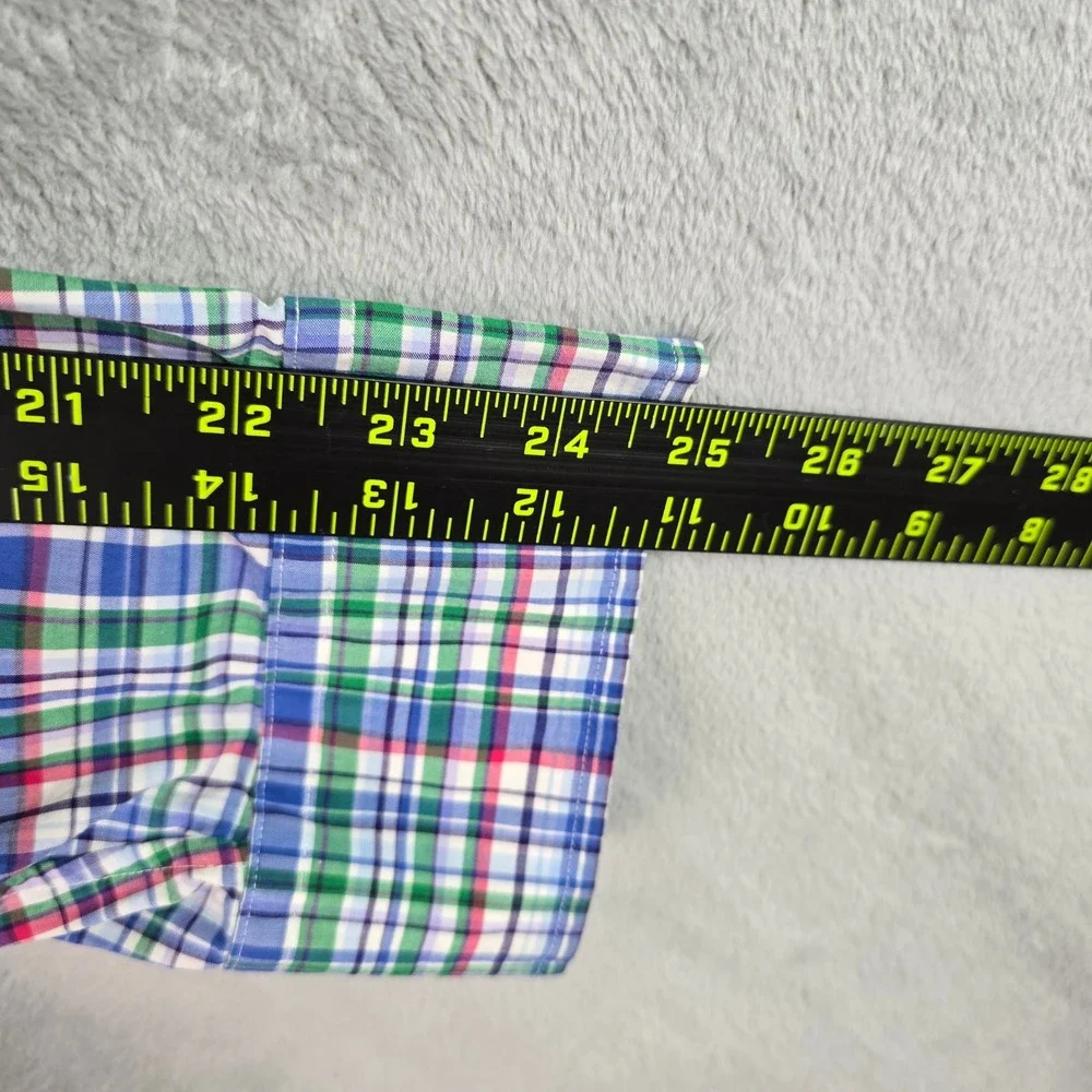Polo Ralph Lauren Mens XL Classic Fit Plaid Button Down Shirt Blue Green Stretch